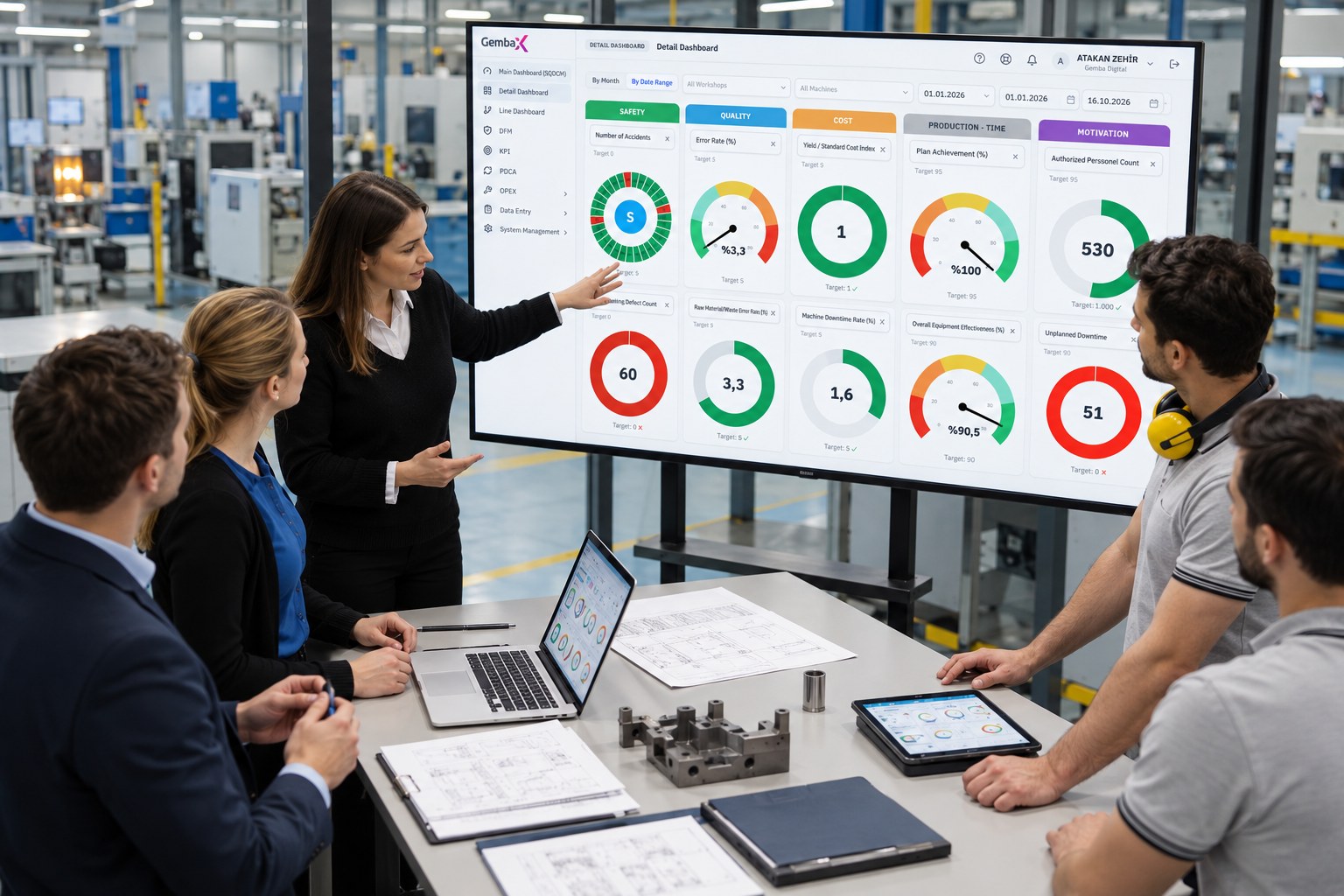Gemba OpXSuite hedef ve rapor dashboard'u